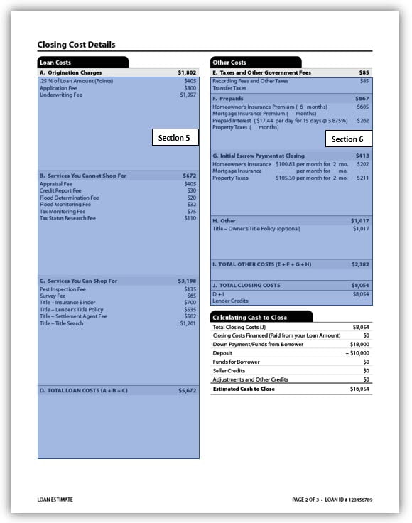 age 2 of the loan estimate