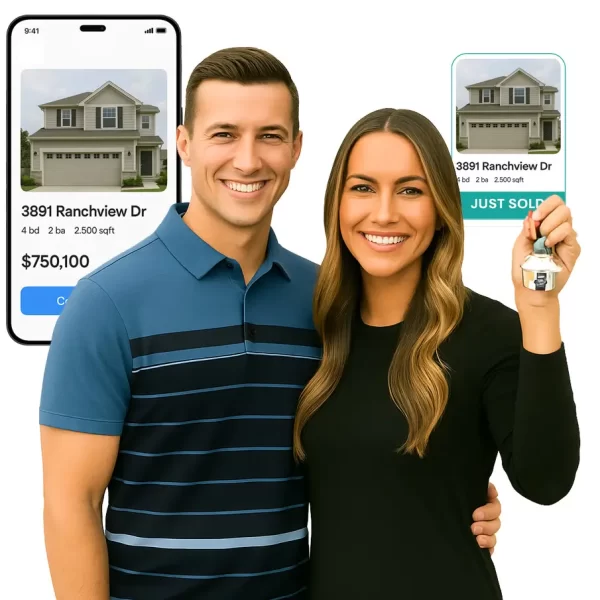 Happy couple holding keys to their new Kansas City home after mortgage pre-approval.