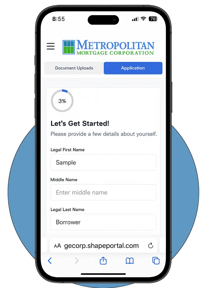 Kansas City mobile app for Metropolitan Mortgage pre-approval application