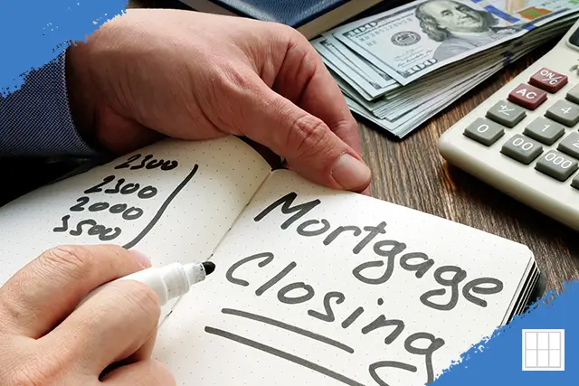 A close-up shot of a hand writing "Mortgage Closing" in a notebook next to handwritten cost estimates and a stack of $100 bills, symbolizing the budgeting required for Kansas City closing costs.